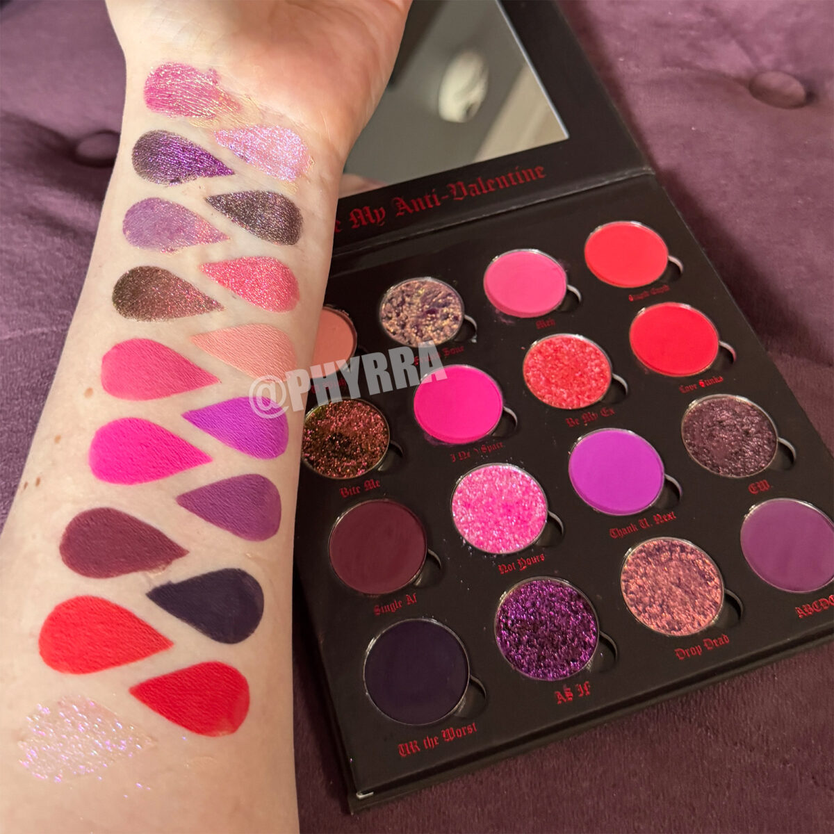 Bellabeautebar Dead Roses Palette Swatches and Review