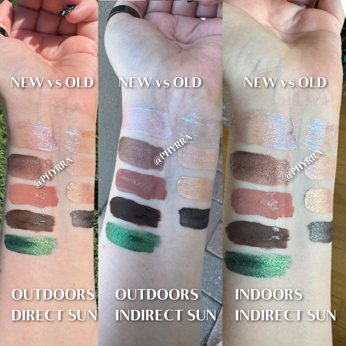 R.E.M. Beauty Starlet Liquid Eyeshadow Shades compared to the old liquid eyeshadow formula swatches