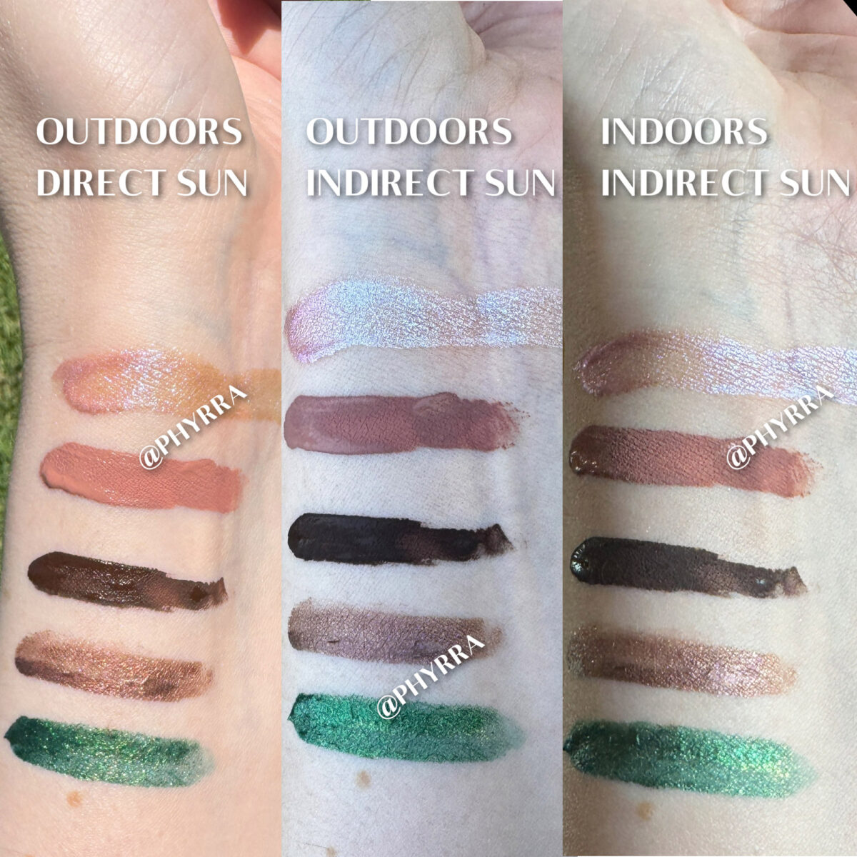 R.E.M. Beauty Starlet Liquid Eyeshadow swatches on fair skin
