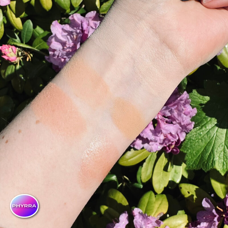 Laura Geller Balance-n-Brighten Foundation swatches on very fair neutral cool skin tone by Cordelia Frost