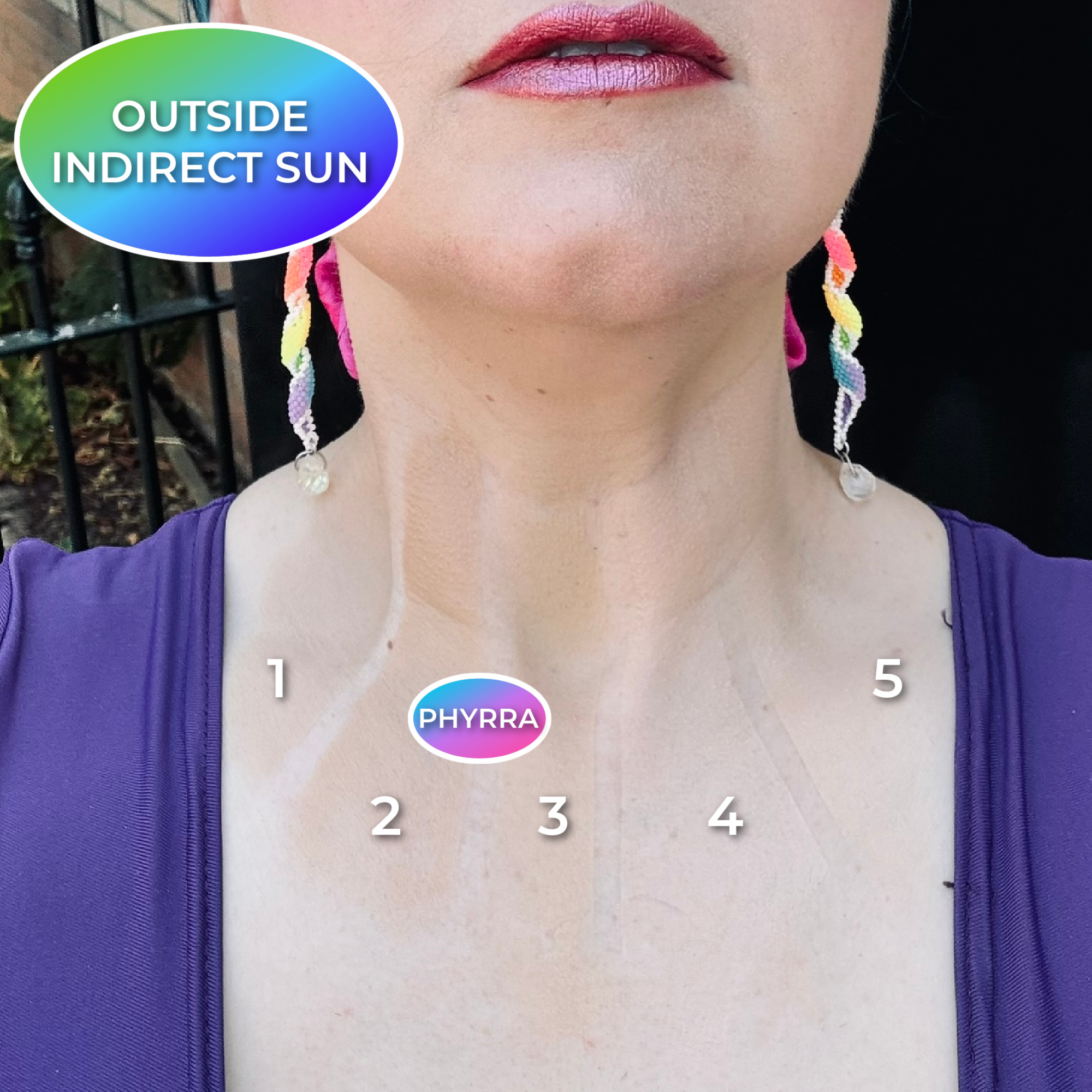 Lisa Eldridege 2.5 vs LYS LN1 vs About Face F2 vs. Haus Labs F01 chest and neck comparison swatches on porcelain olive skin