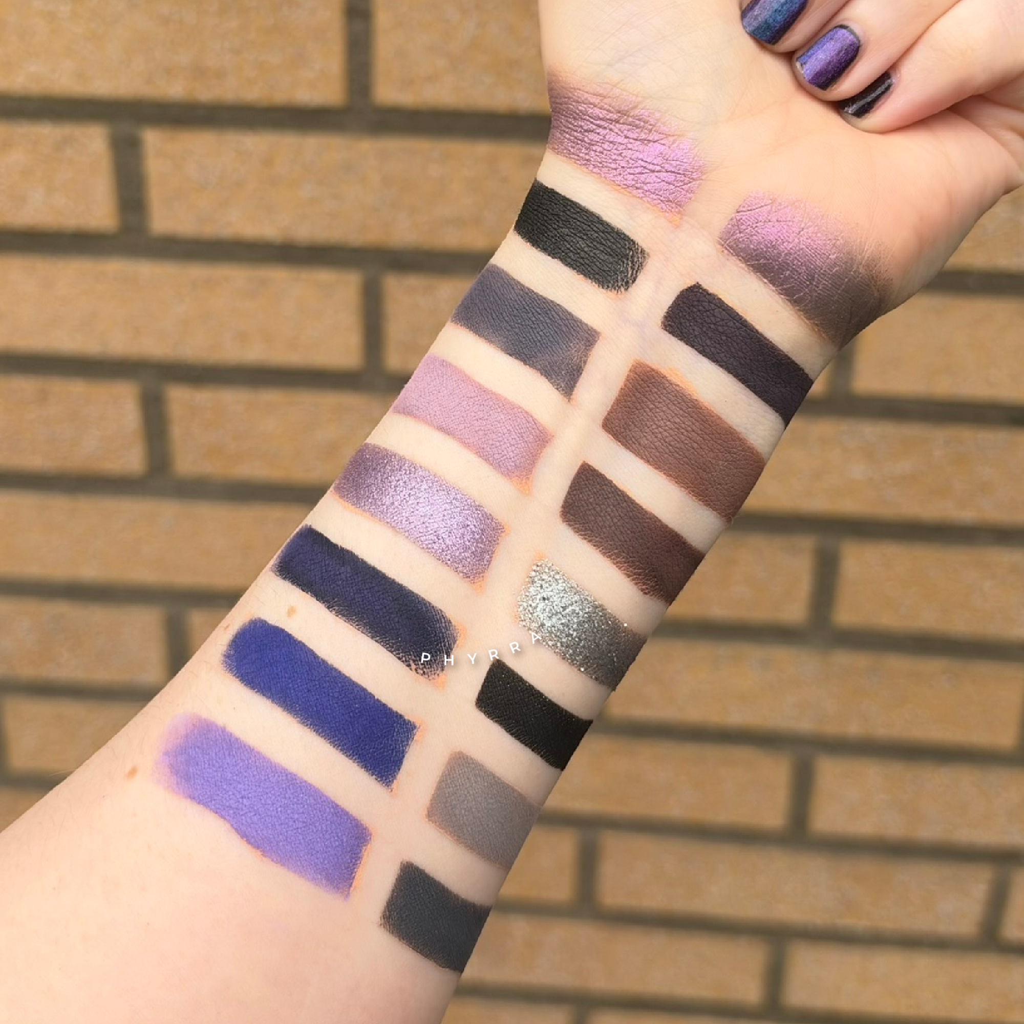 Kaleidos Quad Palettes Swatches on Fair Olive Skin by Cordelia Frost of Phyrra.net